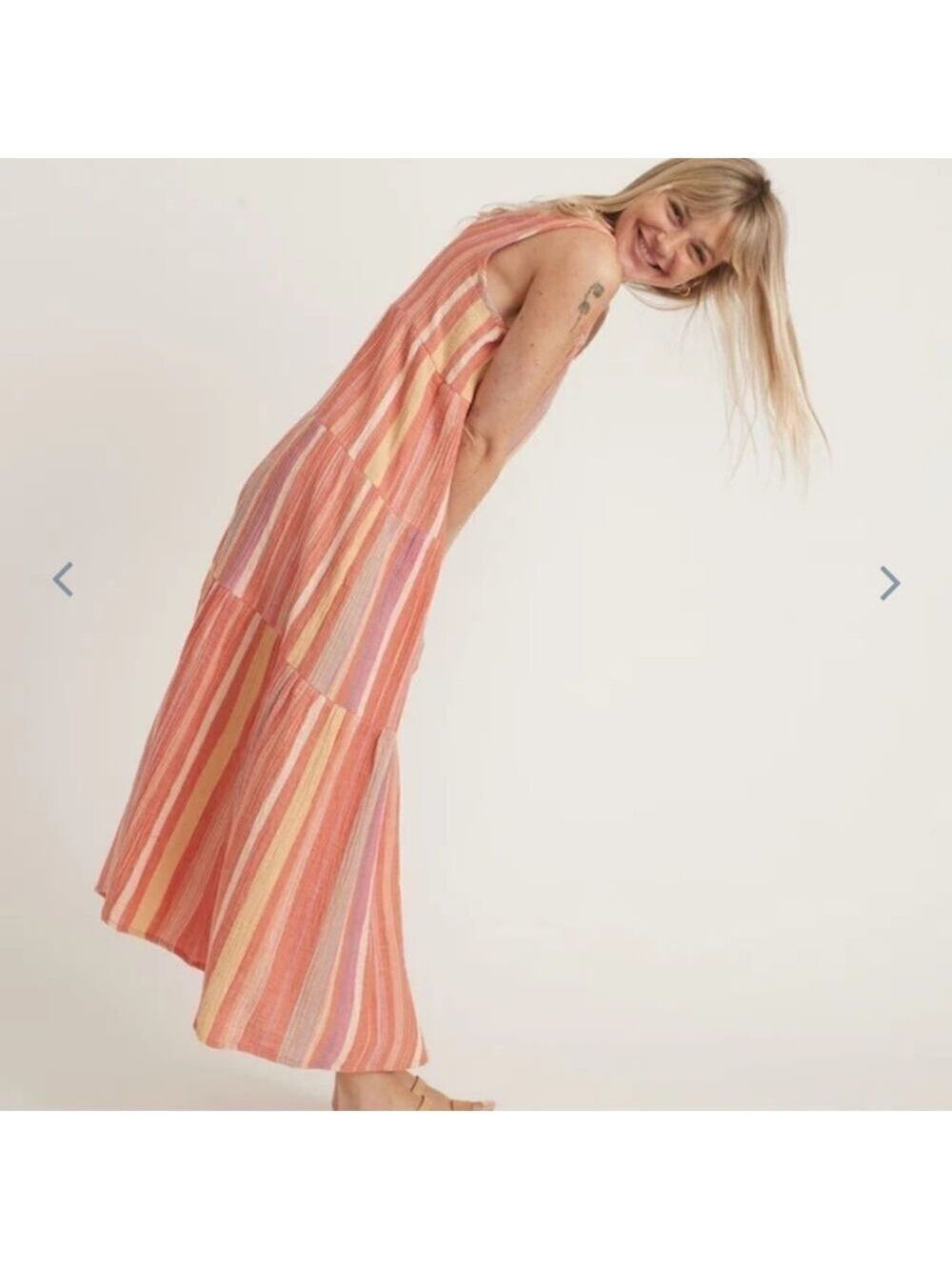 Marine layer Corinne Maxi Dress in Red Variegated Stripe - Picture 6 of 6
